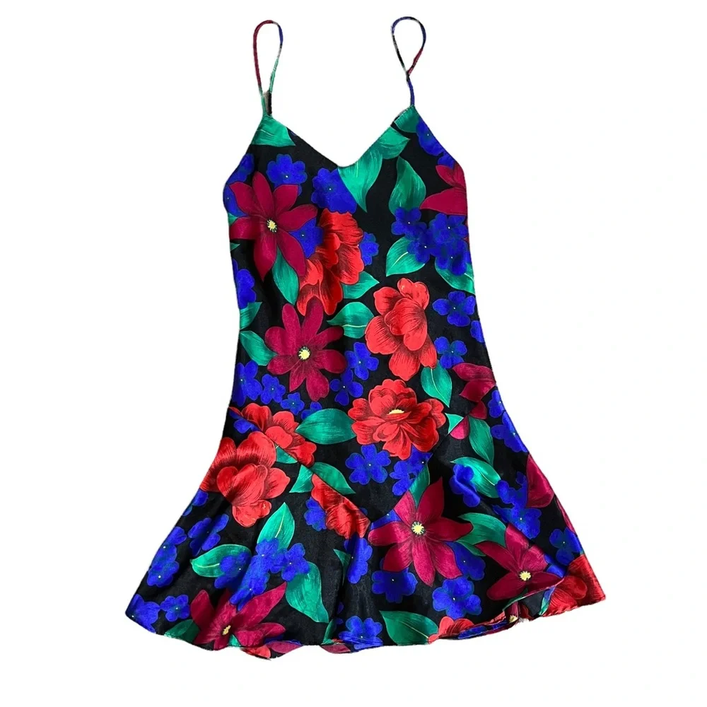 Floral Satin/Silk Tank Dress - Picture 1 of 13